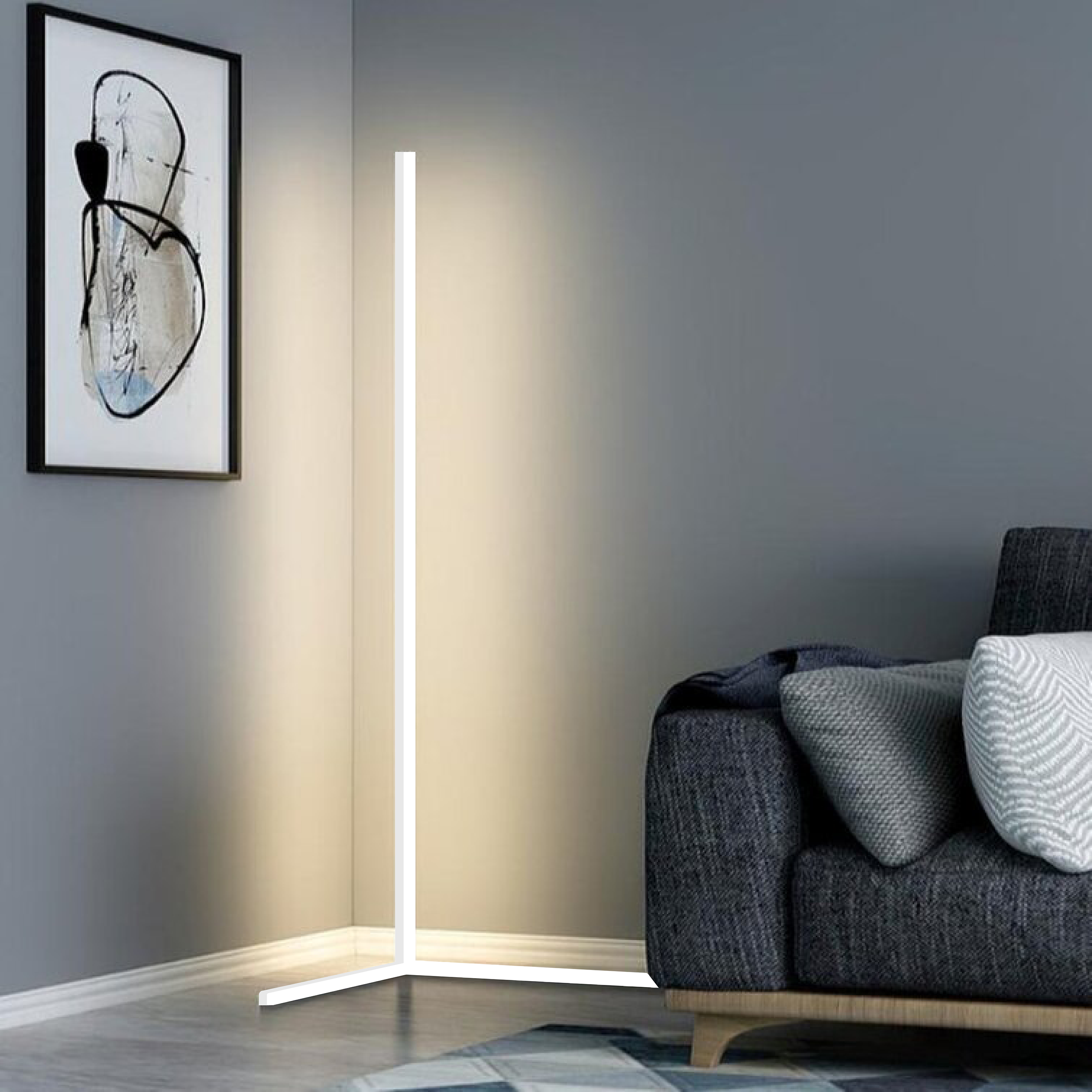 Lampadaire noir LED d'angle