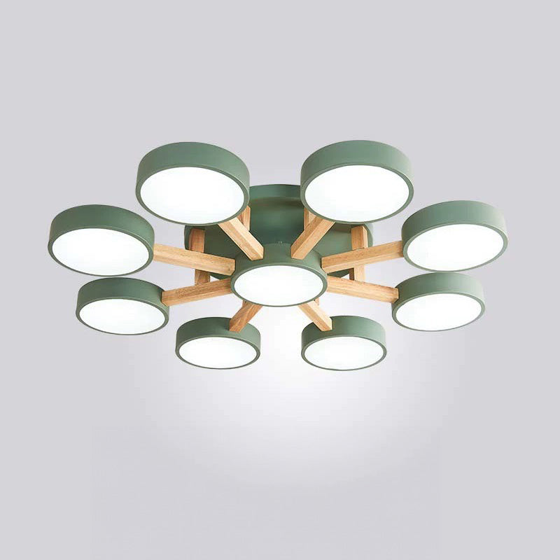 Plafoniera a LED con design moderno in legno