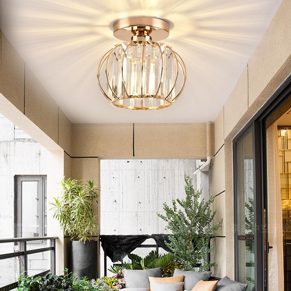 Crystal Ceiling Light with Gold Flush Mount