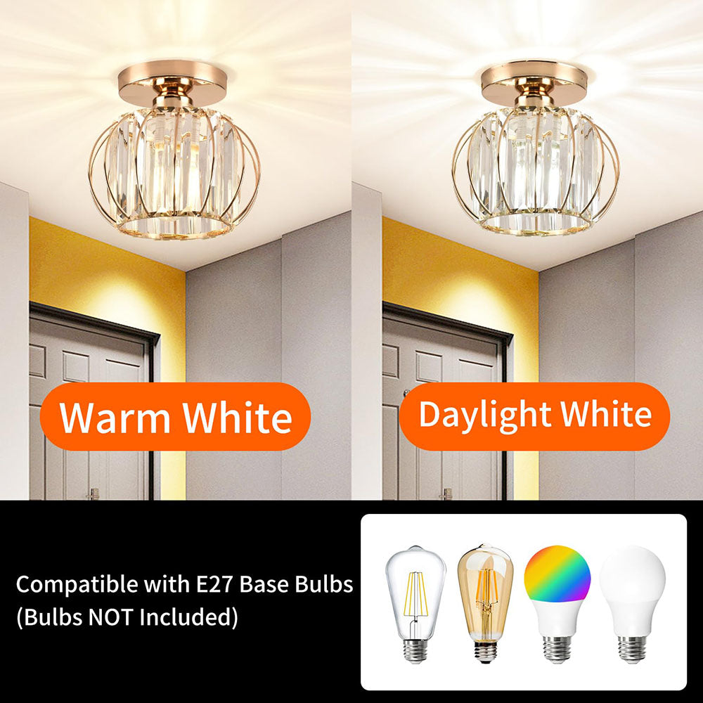 Crystal Ceiling Light with Gold Flush Mount