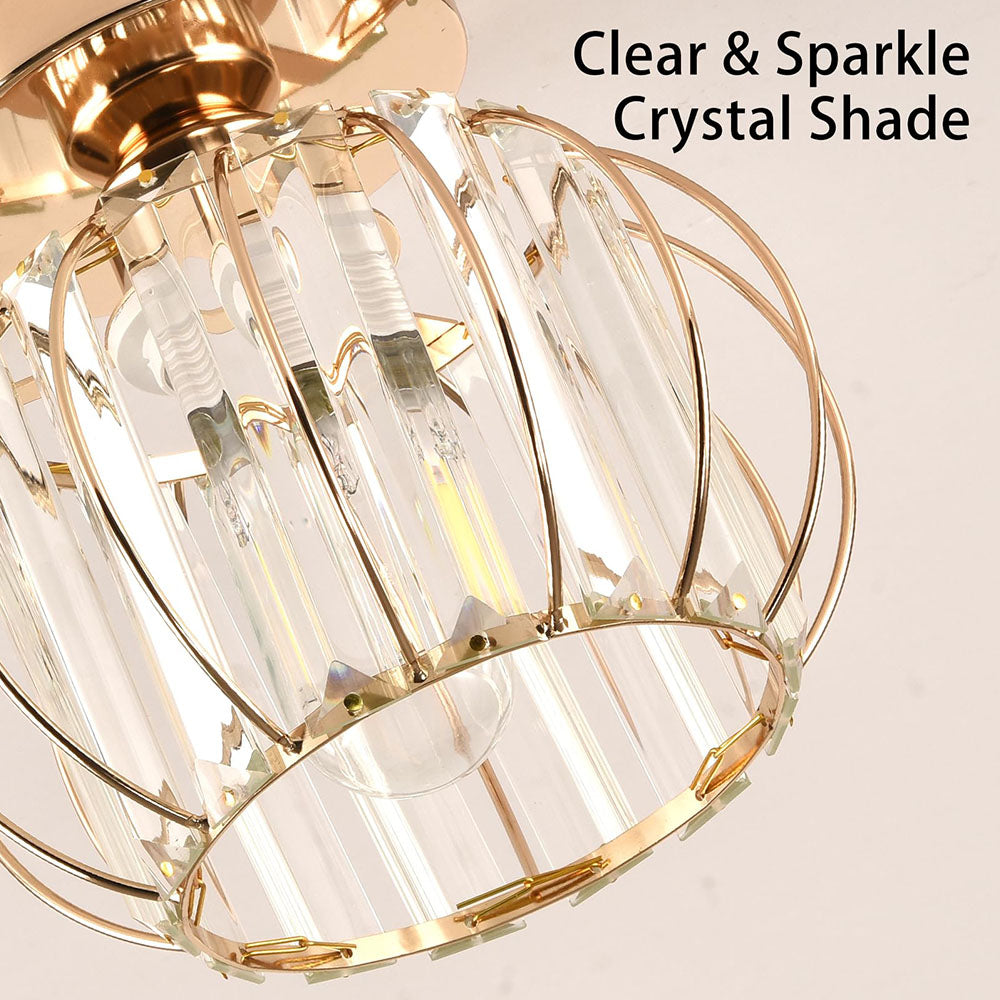 Crystal Ceiling Light with Gold Flush Mount