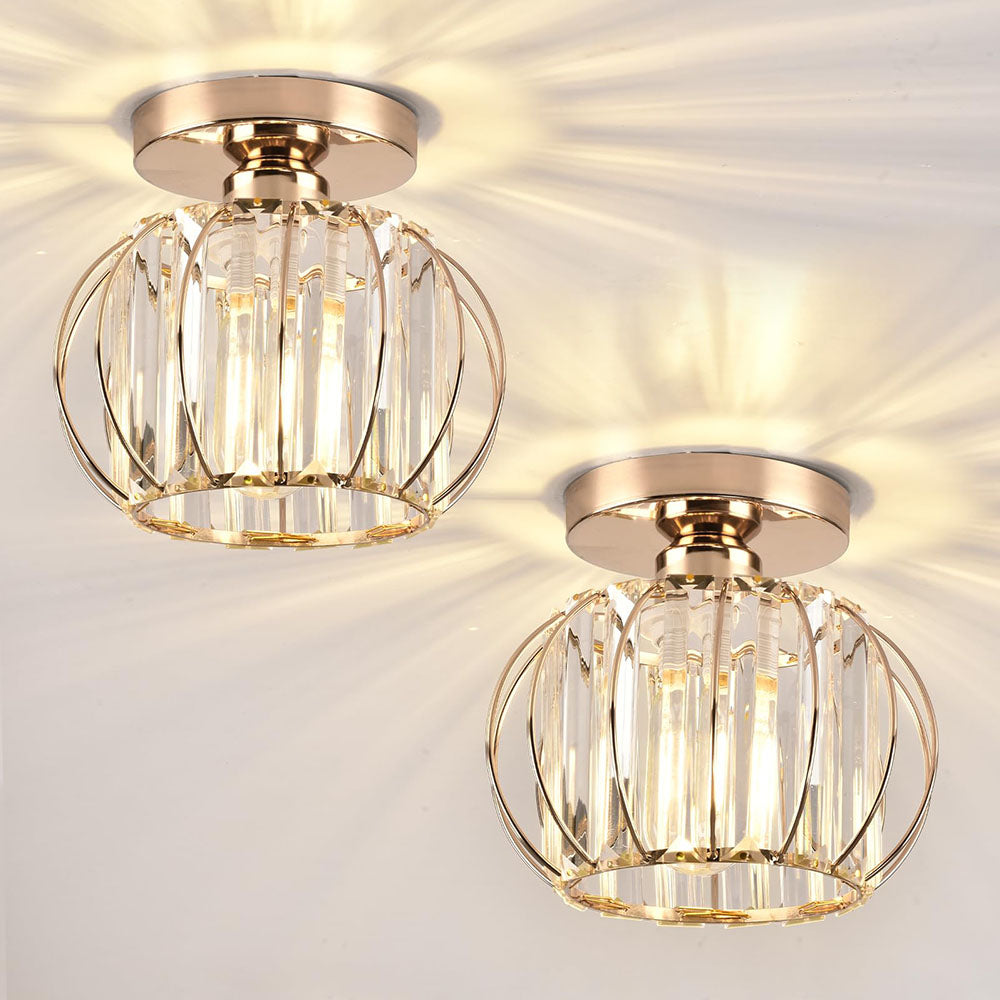 Crystal Ceiling Light with Gold Flush Mount