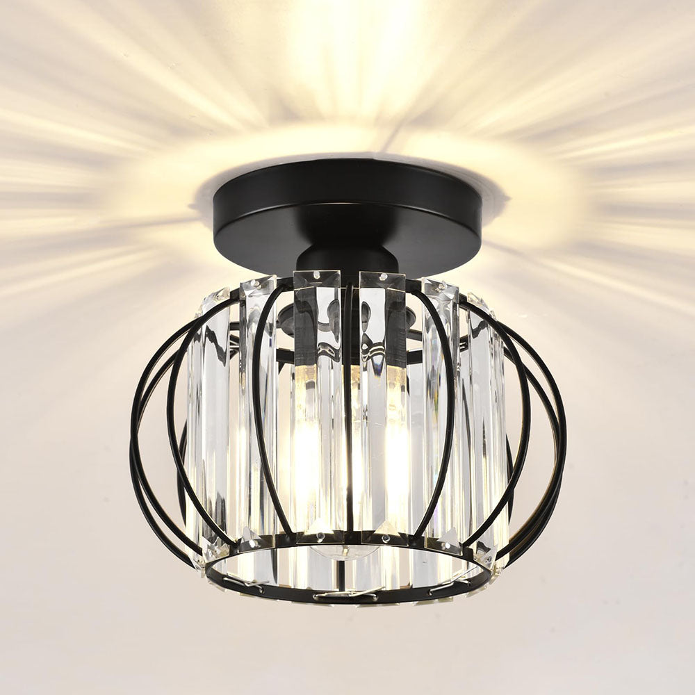 Crystal Ceiling Light with Gold Flush Mount