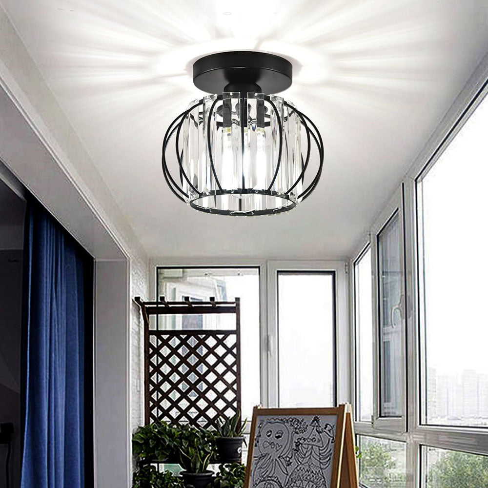 Crystal Ceiling Light with Gold Flush Mount