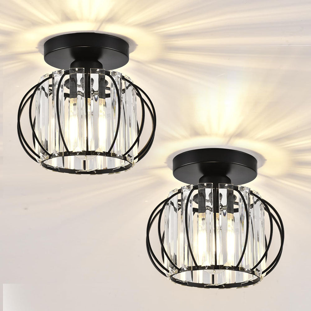 Crystal Ceiling Light with Gold Flush Mount