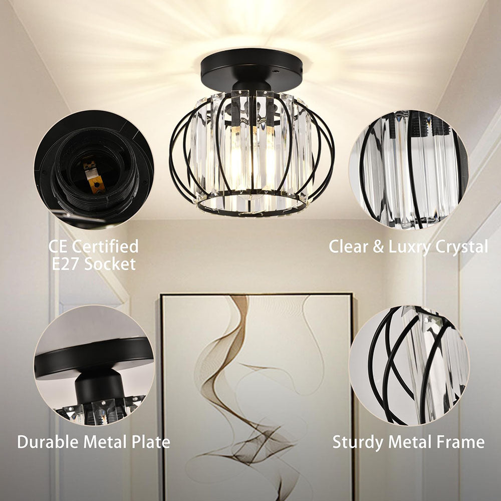 Crystal Ceiling Light with Gold Flush Mount