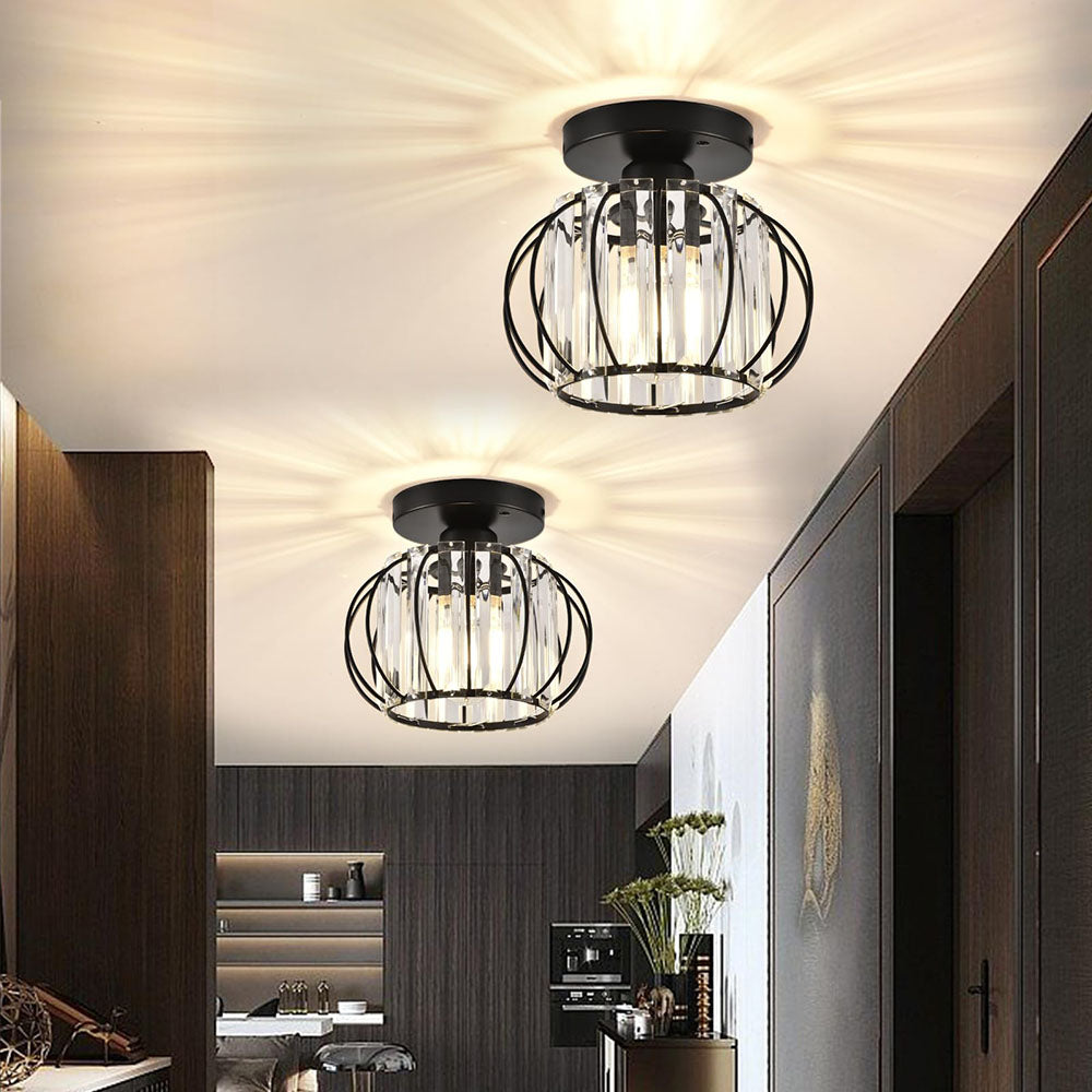 Crystal Ceiling Light with Gold Flush Mount