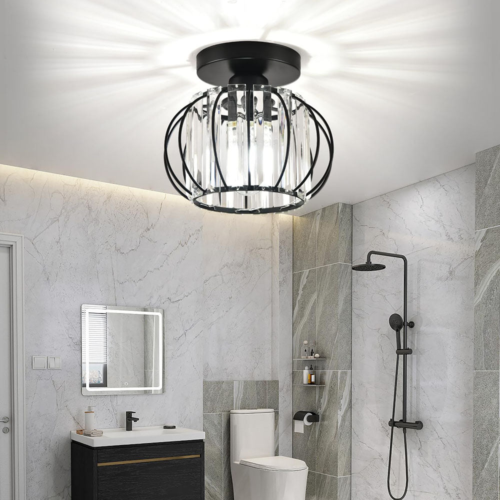 Crystal Ceiling Light with Gold Flush Mount