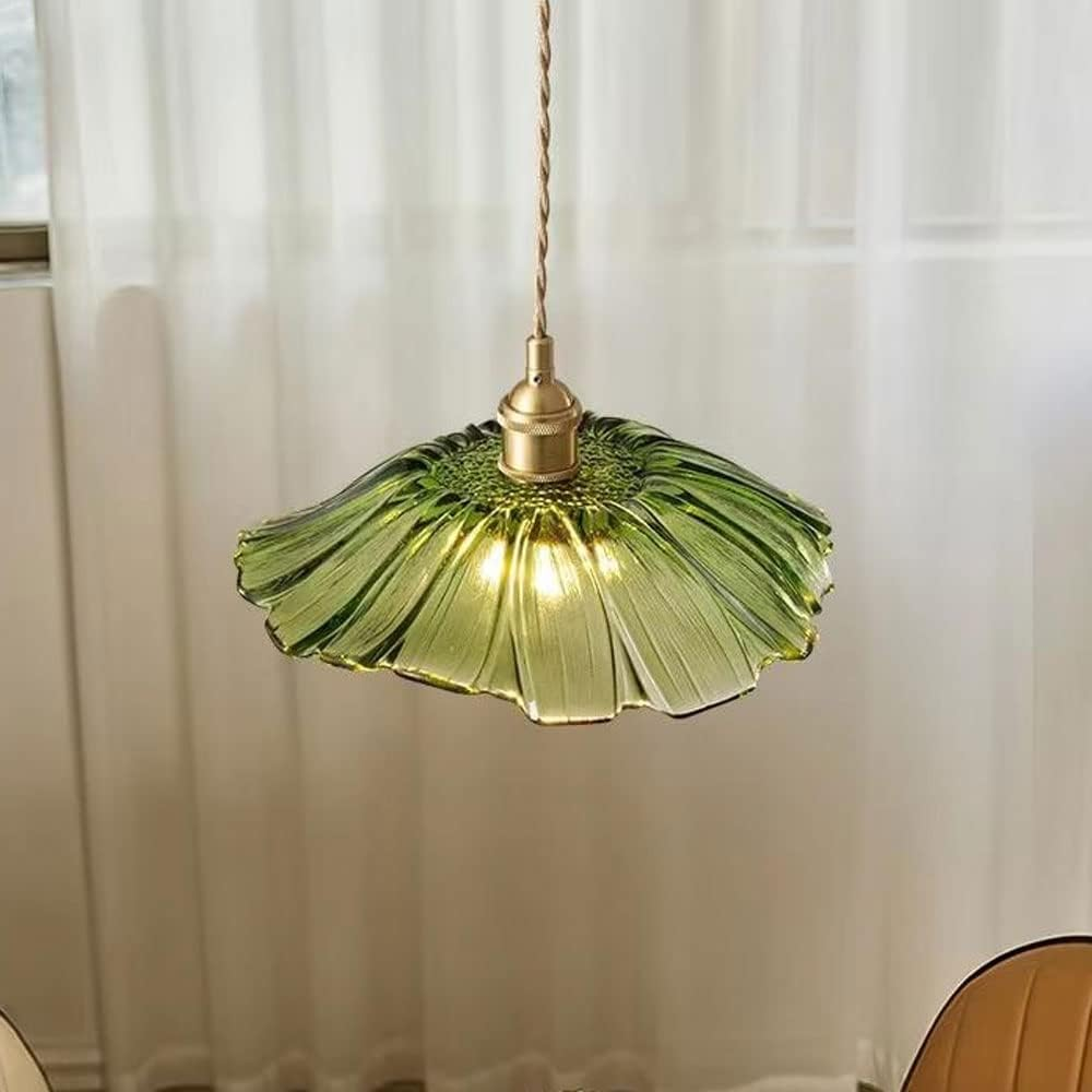 Vintage Floral Glass Pendant Light Fixture for Dining Room - Elegant Retro Design to Illuminate Your Space