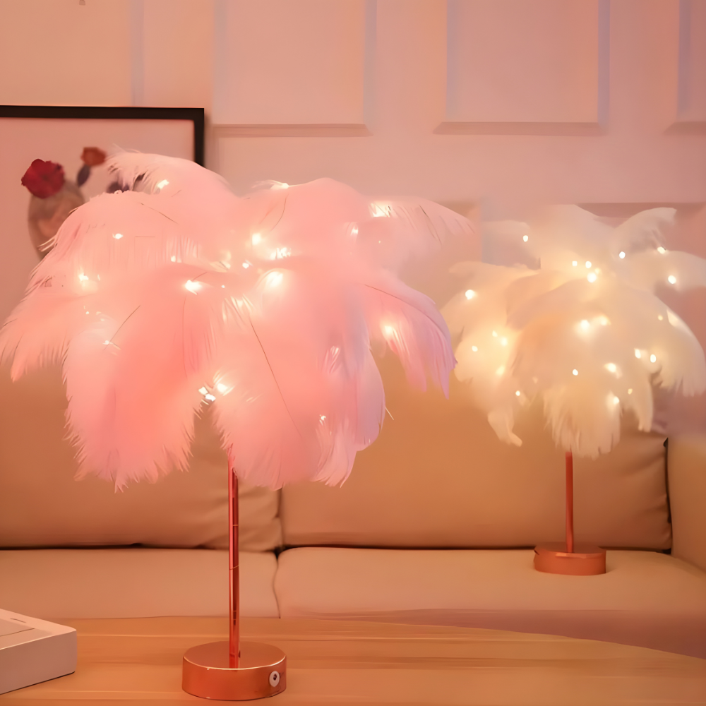 Feather Table Lamp Modern LED Decorative Ambient Light