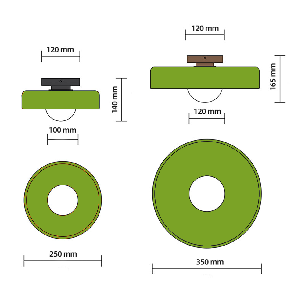 Lampada da soffitto moderna con struttura rotonda in vetro