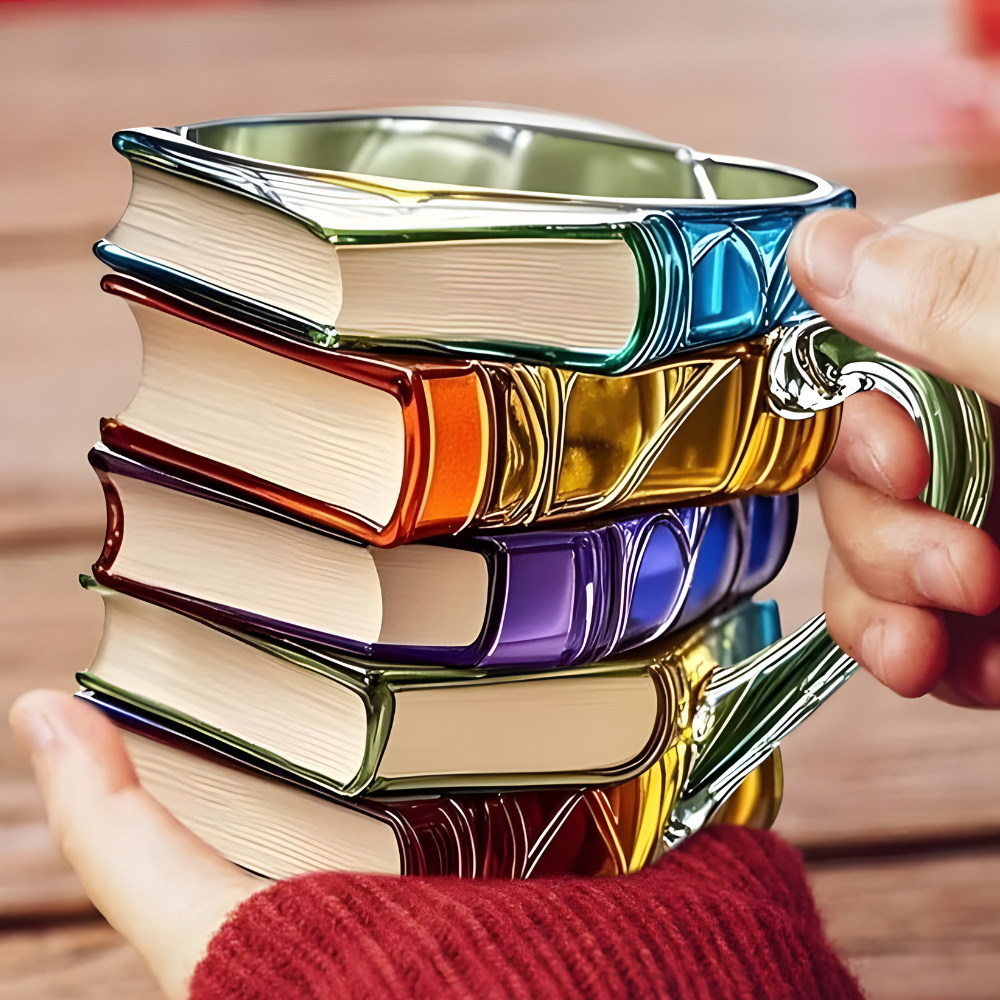 Glas Kaffeetasse Buchstapel Design Handgefertigte Bunte Tasse