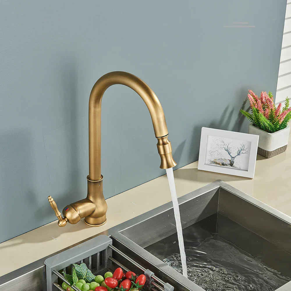 Vintage Brass Kitchen Mixer Tap Swivel Spout