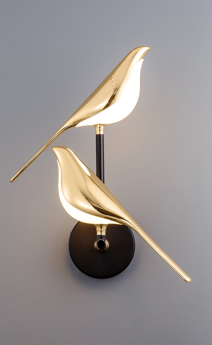 Lámpara de pared decorativa moderna LED con forma de pájaro