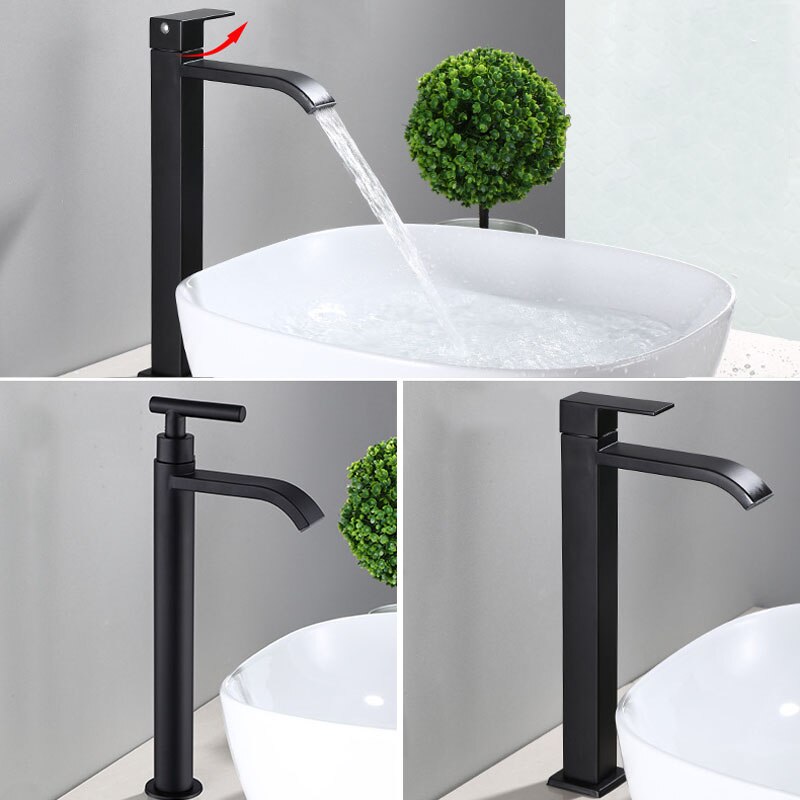 Robinet de lavabo mitigeur à levier unique noir mat