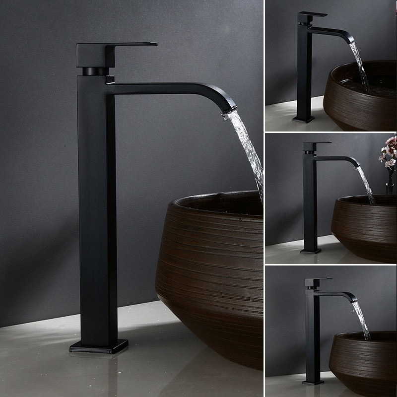 Robinet de lavabo mitigeur à levier unique noir mat