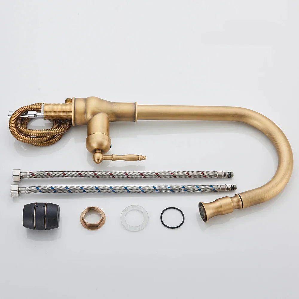 Vintage Brass Kitchen Mixer Tap Swivel Spout