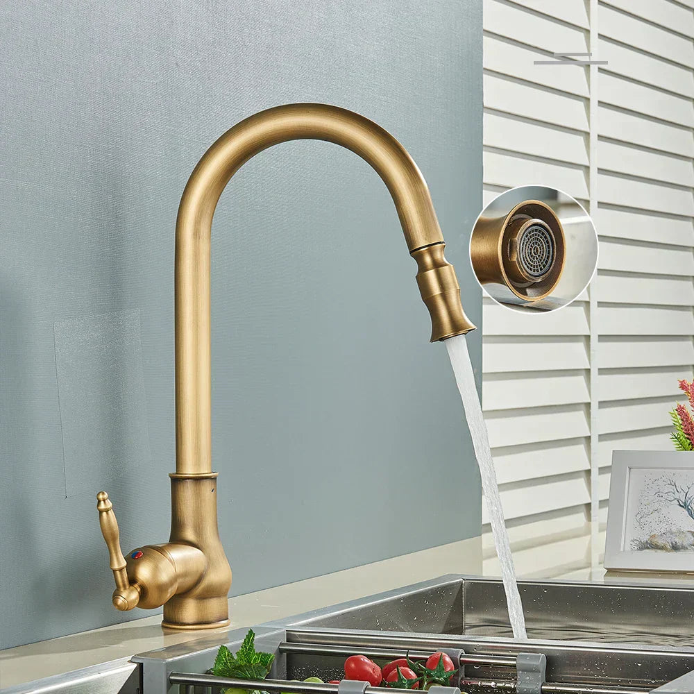 Vintage Brass Kitchen Mixer Tap Swivel Spout