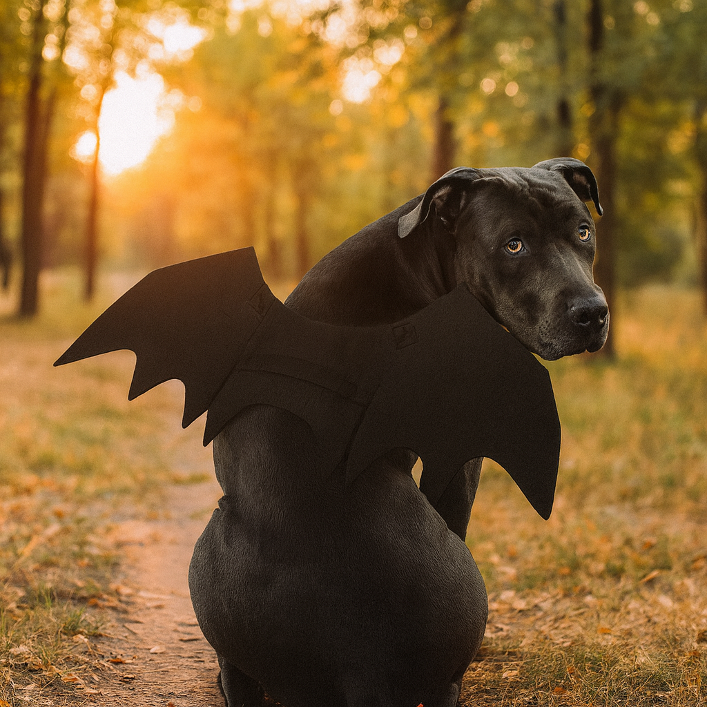 Disfraz de Halloween para perro con alas de murciélago
