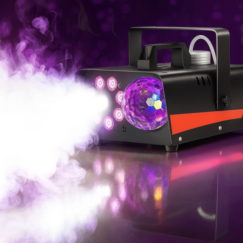 Machine à brouillard Halloween 1200W Métal RGB Boule disco Télécommande 6000 CFM