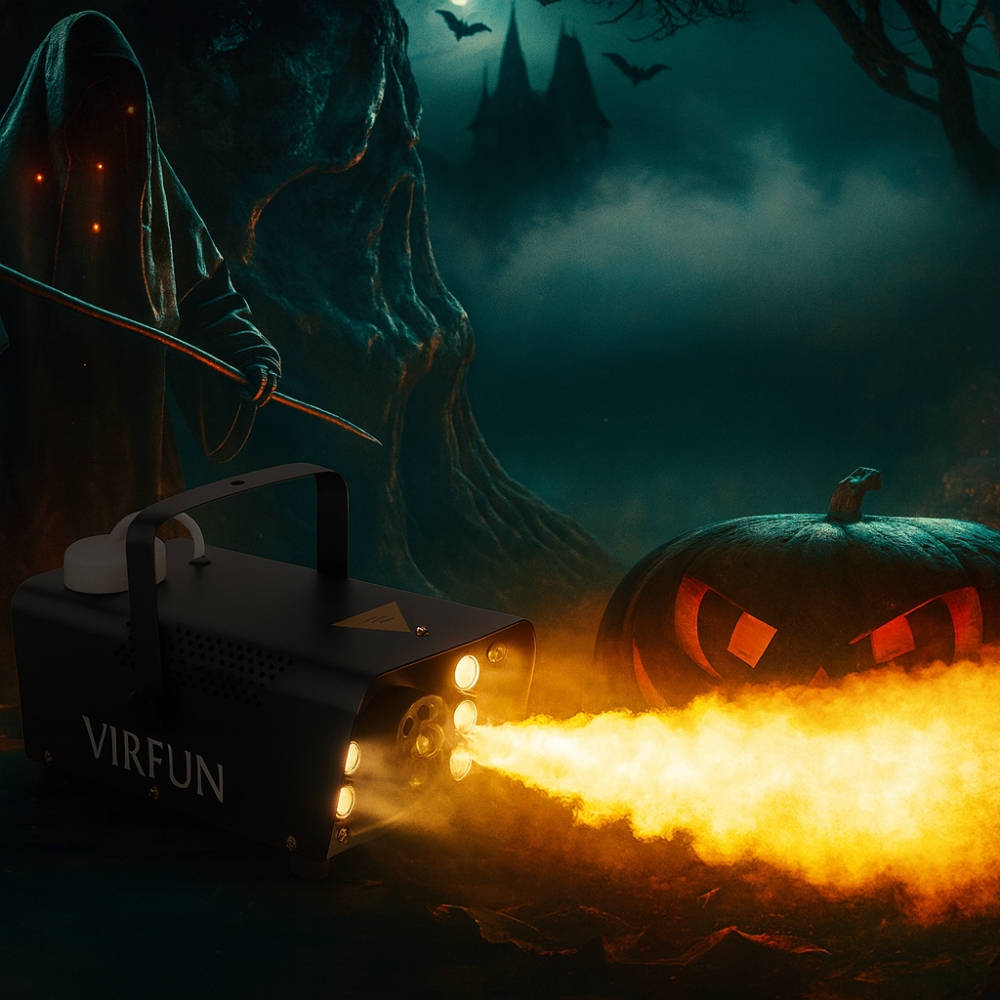 Machine à brouillard Halloween 500W LED RVB 12 couleurs Réservoir 500ml Télécommande