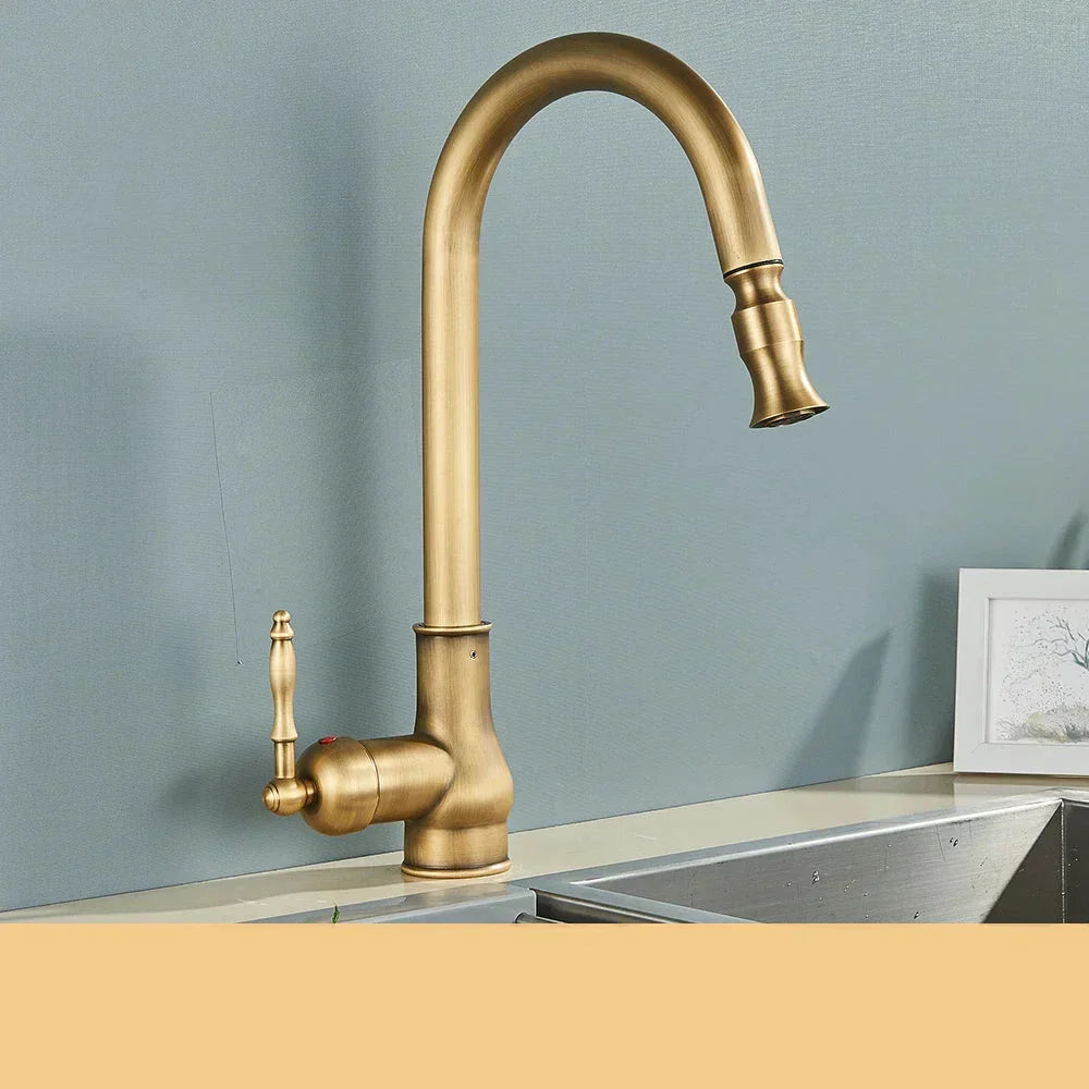 Vintage Brass Kitchen Mixer Tap Swivel Spout