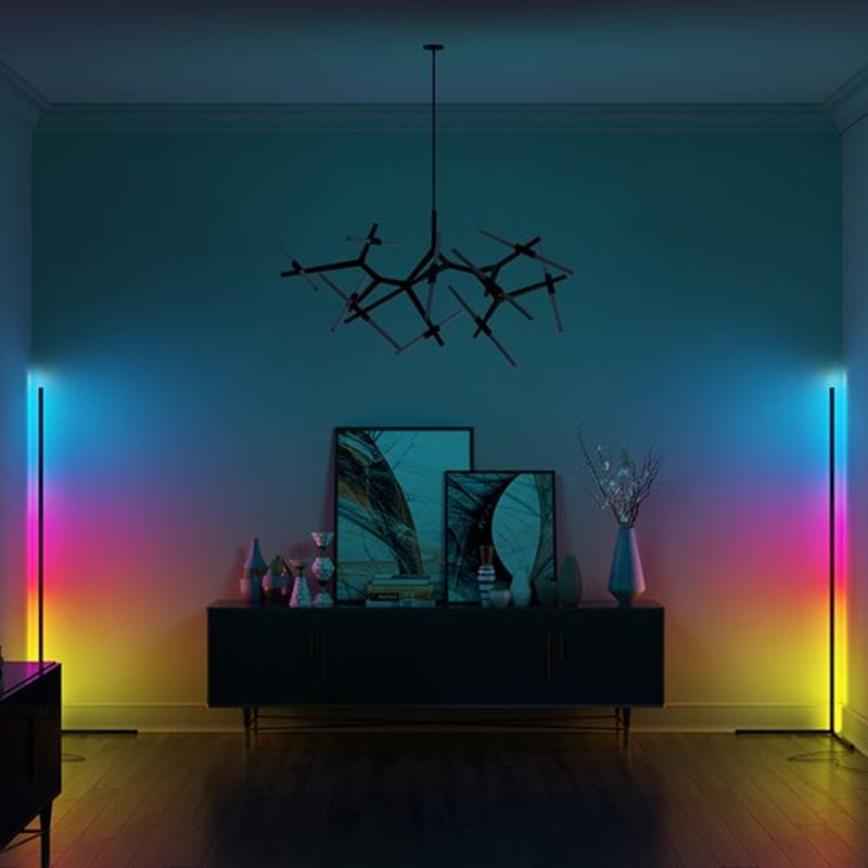 Lampadaire noir LED d'angle