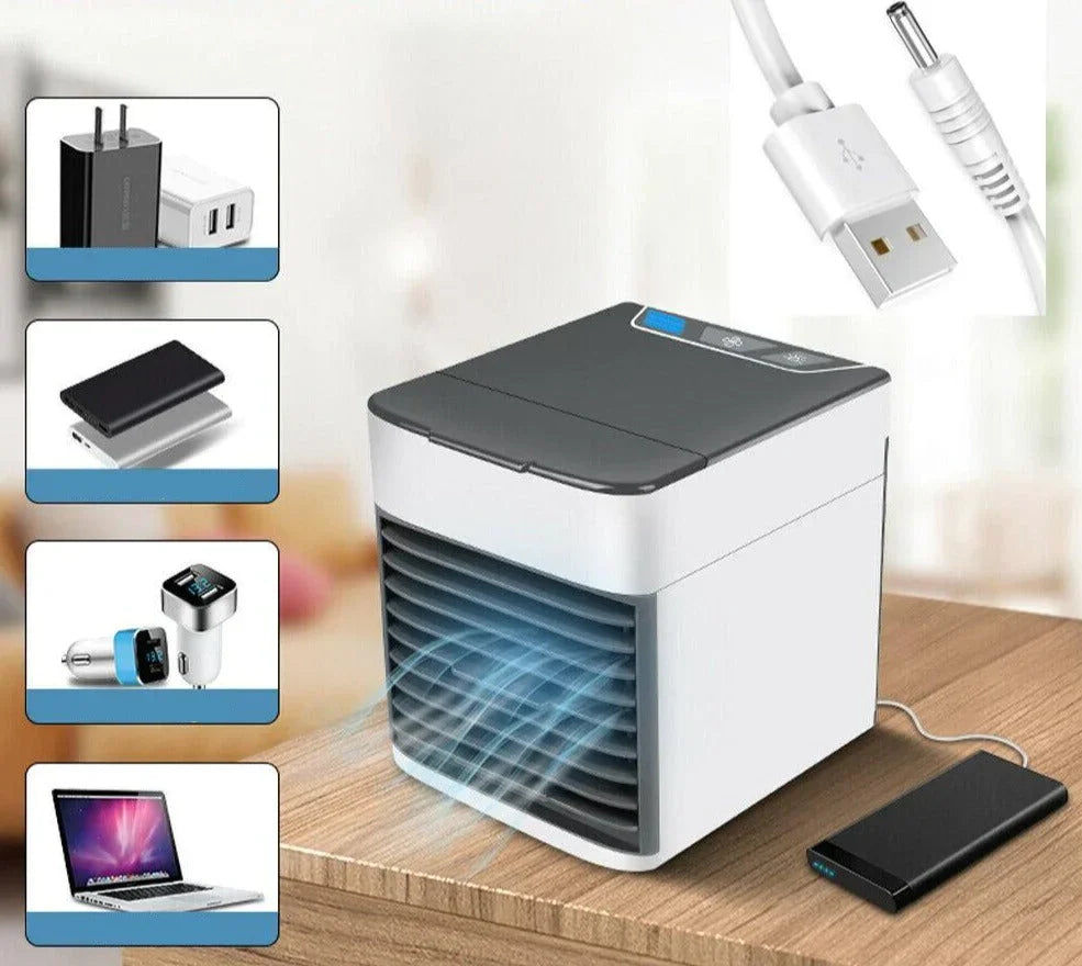 Ventilador portátil enfriador de aire con luz purificadora