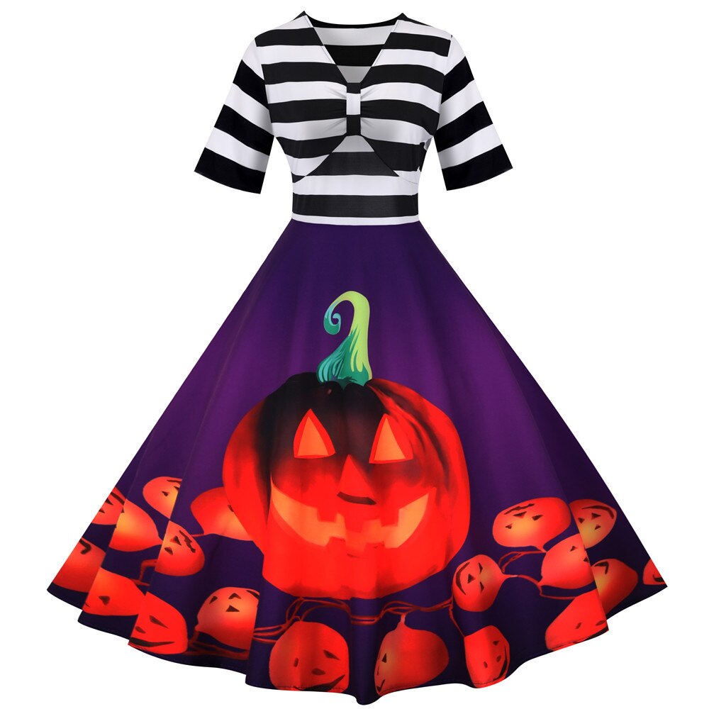 Disfraz de Halloween | Vestido midi acampanado a rayas