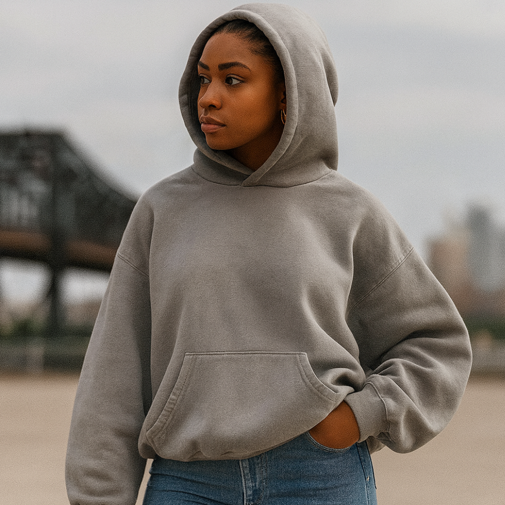 Hoodie Unisex Boxy Fit Cotton Fleece Urban Style Pullover