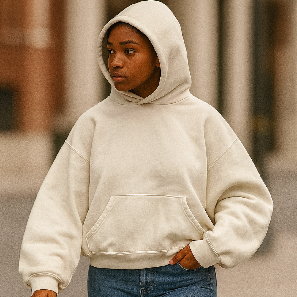 Hoodie Unisex Boxy Fit Cotton Fleece Urban Style Pullover