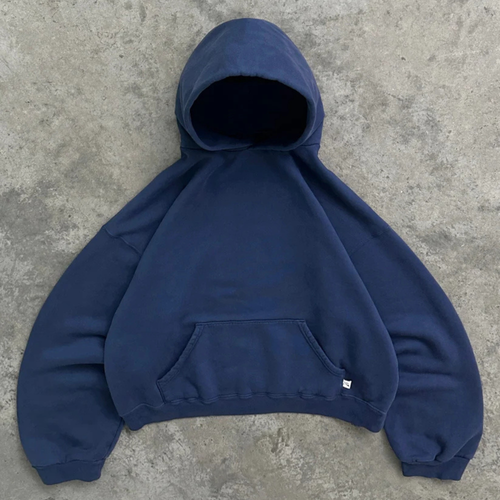 Hoodie Unisex Boxy Fit Cotton Fleece Urban Style Pullover
