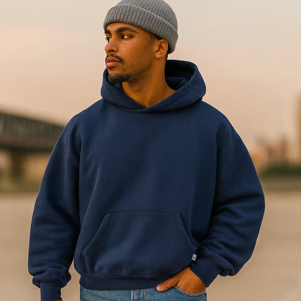 Hoodie Unisex Boxy Fit Cotton Fleece Urban Style Pullover
