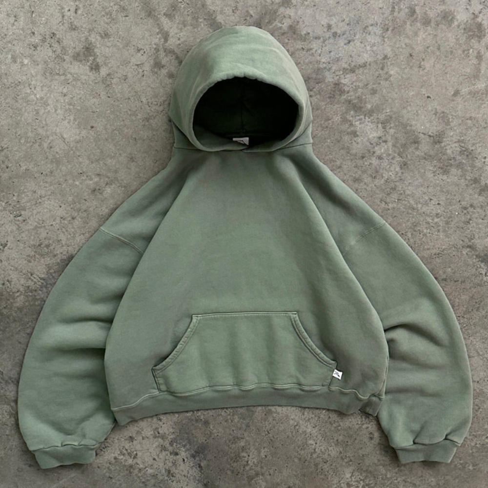Hoodie Unisex Boxy Fit Cotton Fleece Urban Style Pullover