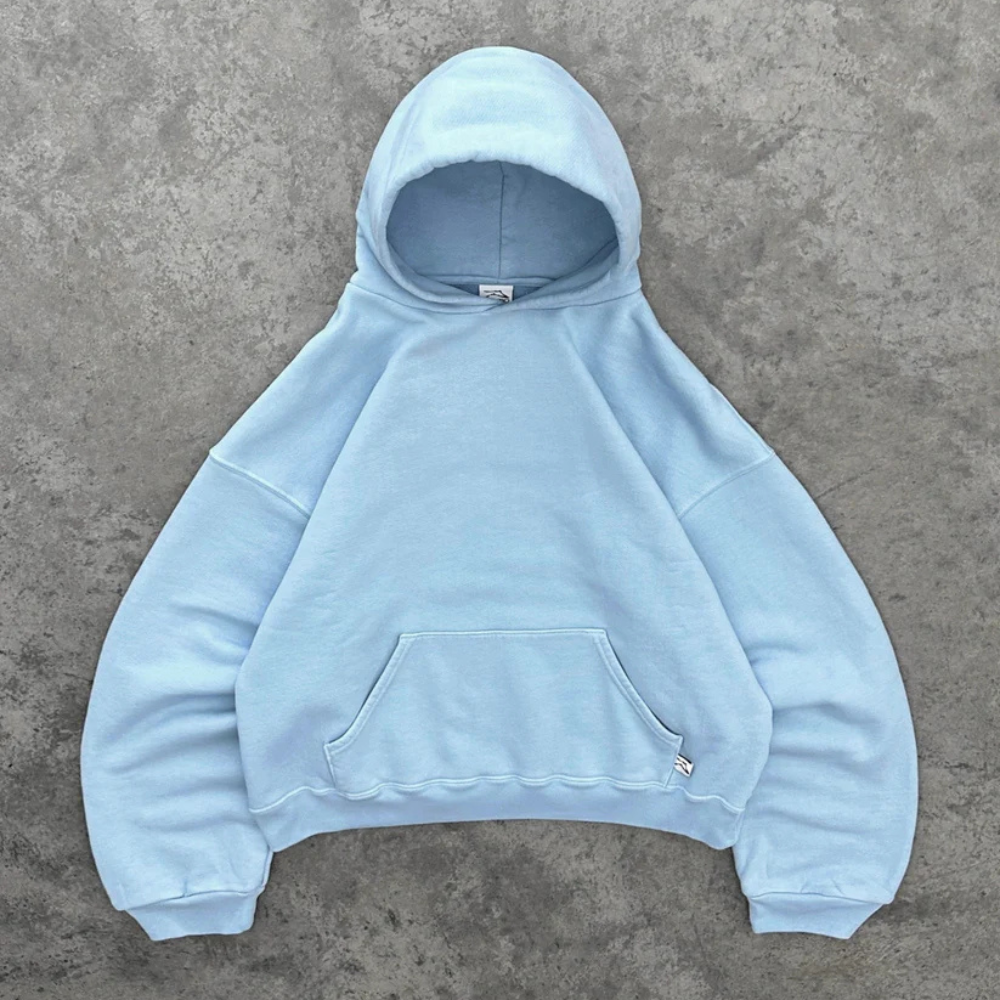 Hoodie Unisex Boxy Fit Cotton Fleece Urban Style Pullover