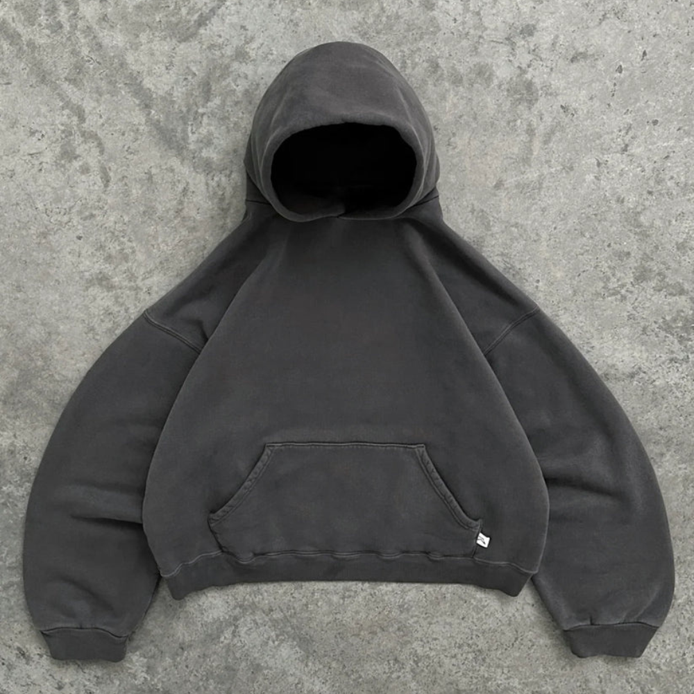 Hoodie Unisex Boxy Fit Cotton Fleece Urban Style Pullover