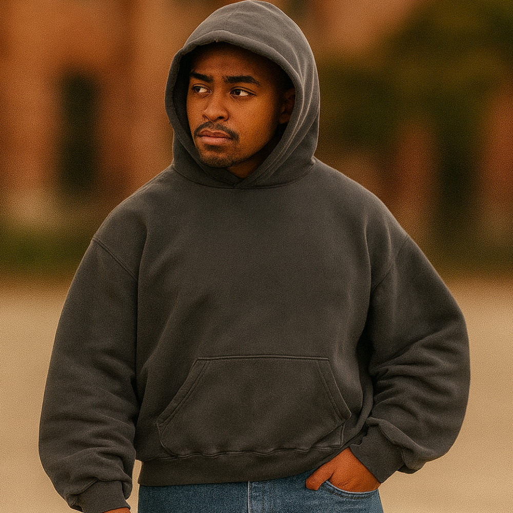 Hoodie Unisex Boxy Fit Cotton Fleece Urban Style Pullover