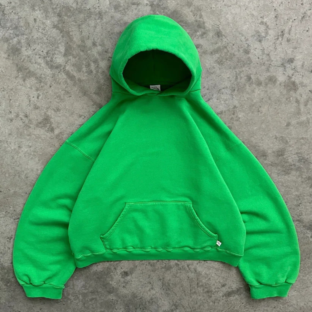 Hoodie Unisex Boxy Fit Cotton Fleece Urban Style Pullover