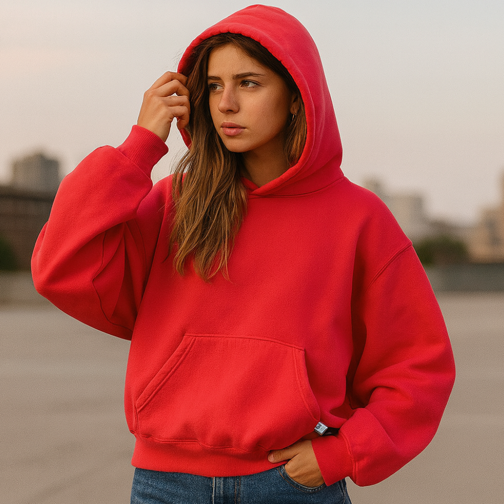 Hoodie Unisex Boxy Fit Cotton Fleece Urban Style Pullover