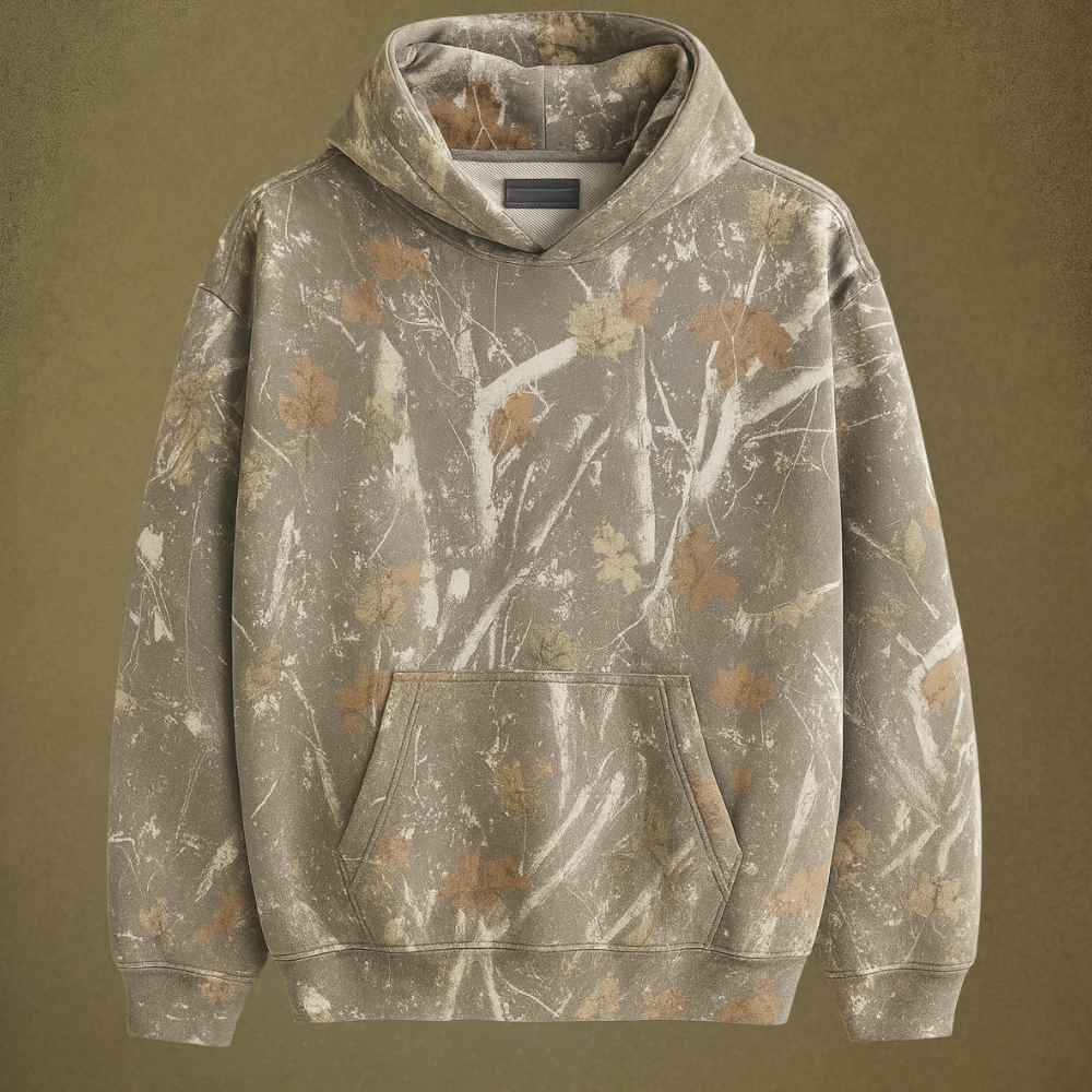 Felpa con cappuccio in pile mimetico unisex con cappuccio pullover
