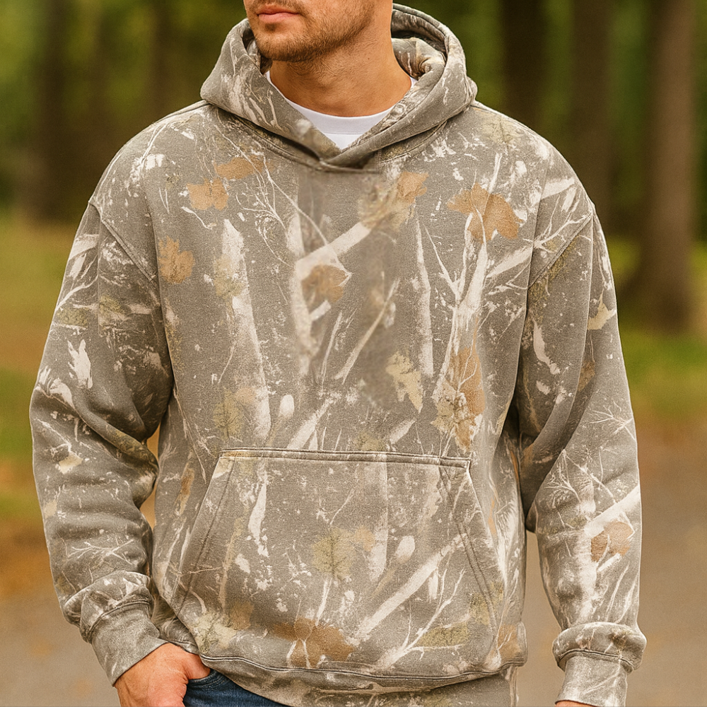 Felpa con cappuccio in pile mimetico unisex con cappuccio pullover
