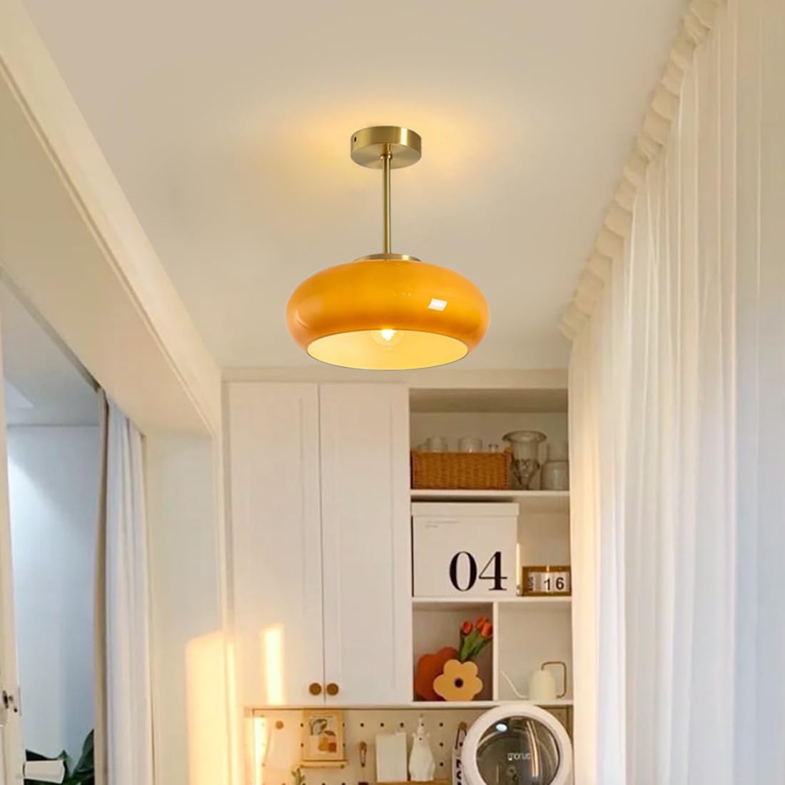 Lampada da soffitto paralume rotondo in vetro