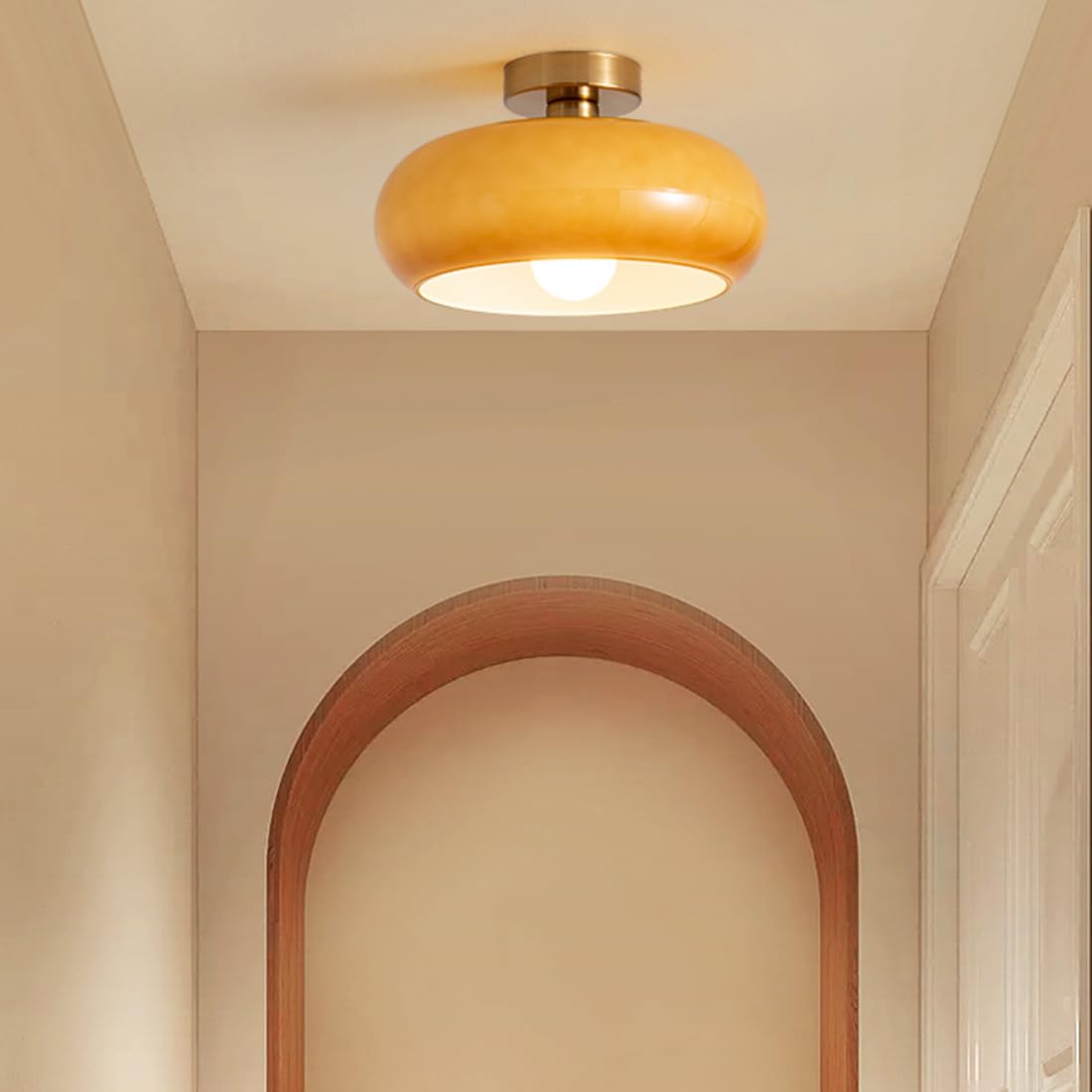 Lampada da soffitto paralume rotondo in vetro