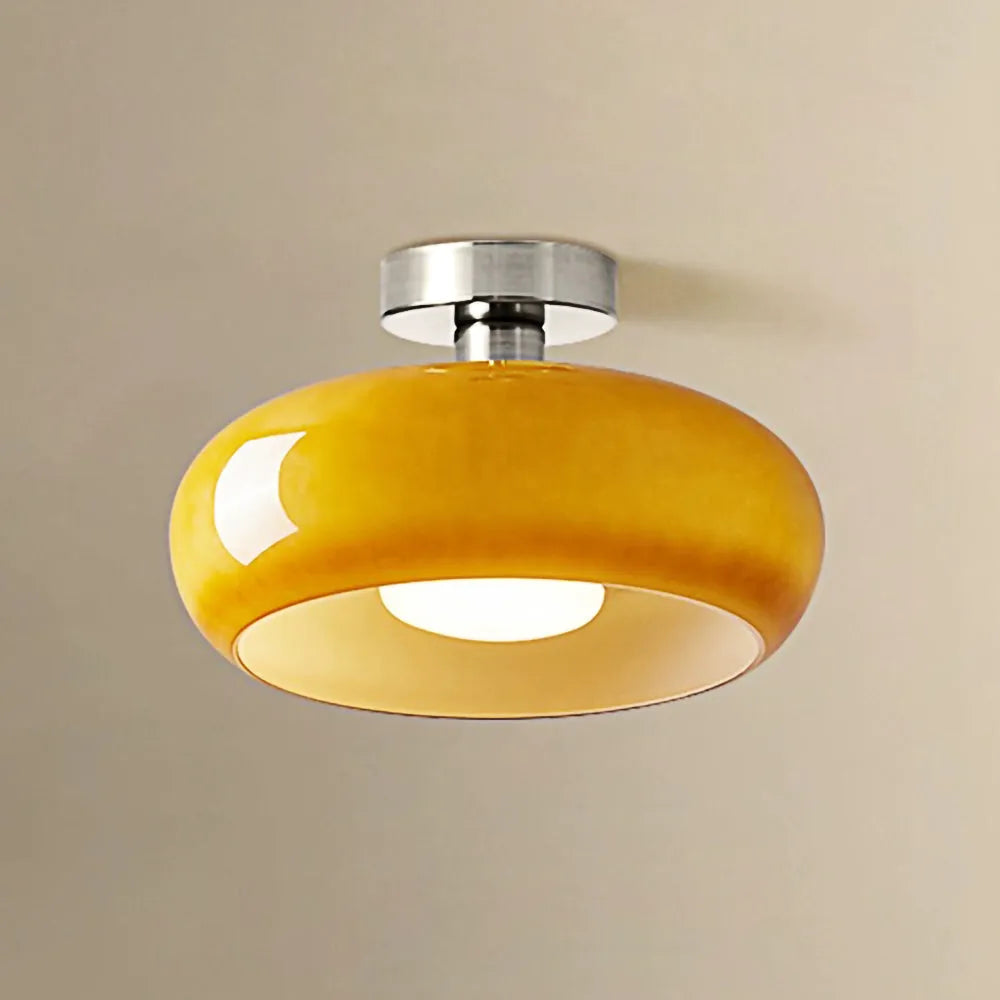 Lampada da soffitto paralume rotondo in vetro
