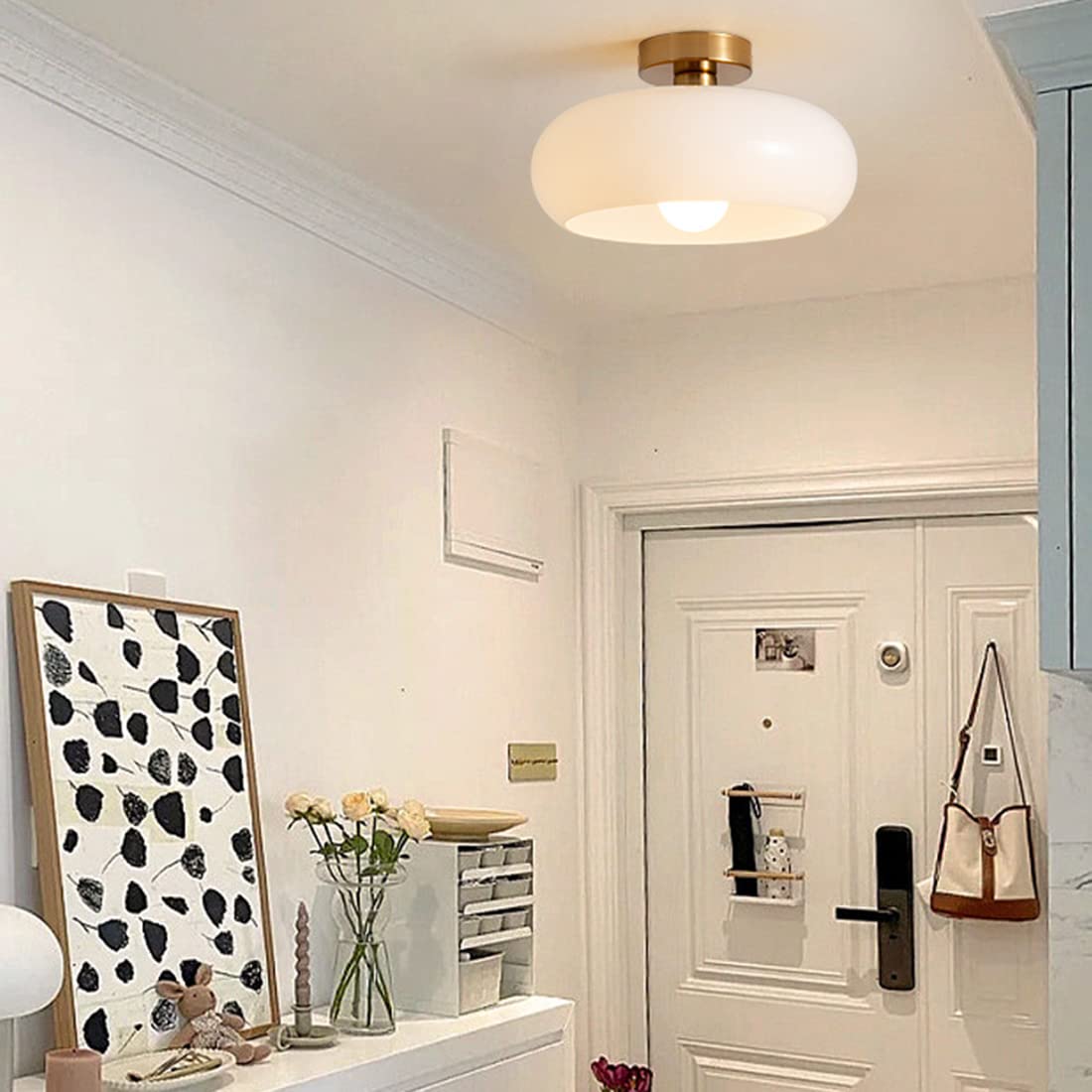 Lampada da soffitto paralume rotondo in vetro