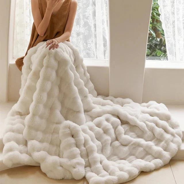 Faux Fur Throw Blanket for Sofa or Bed