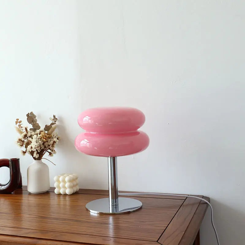 Lámpara de mesa moderna de vidrio cromado para mesita de noche