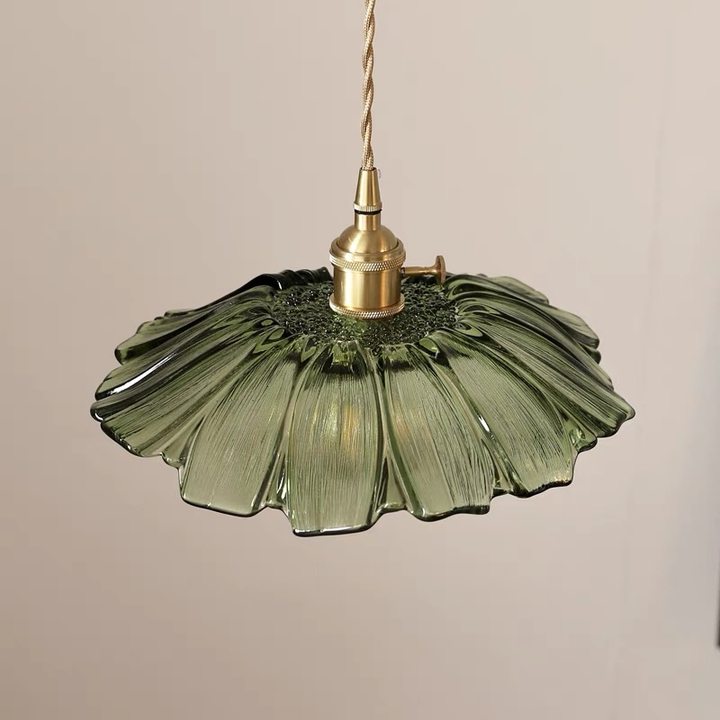 Vintage Floral Glass Pendant Light Fixture for Dining Room - Elegant Retro Design to Illuminate Your Space