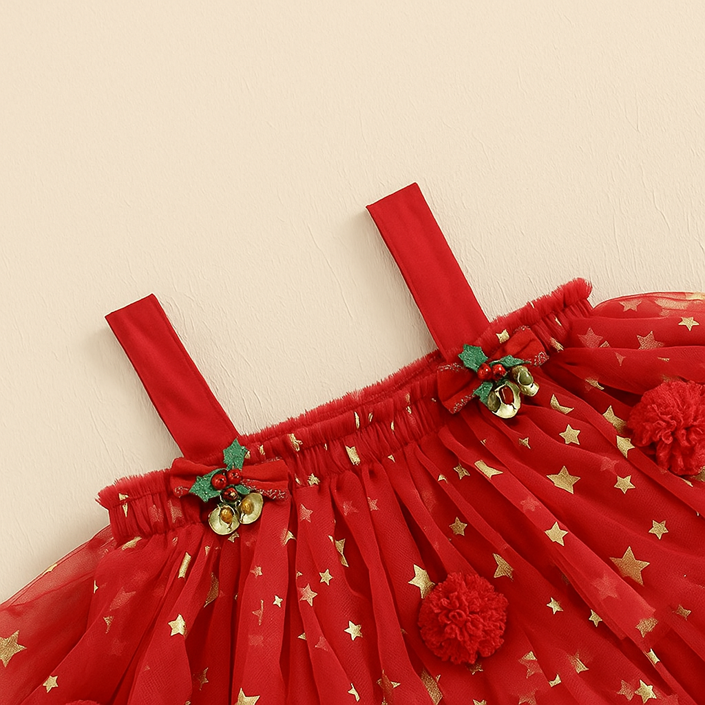 Kids Christmas Dress Layered Tulle Star Holiday Party Outfit