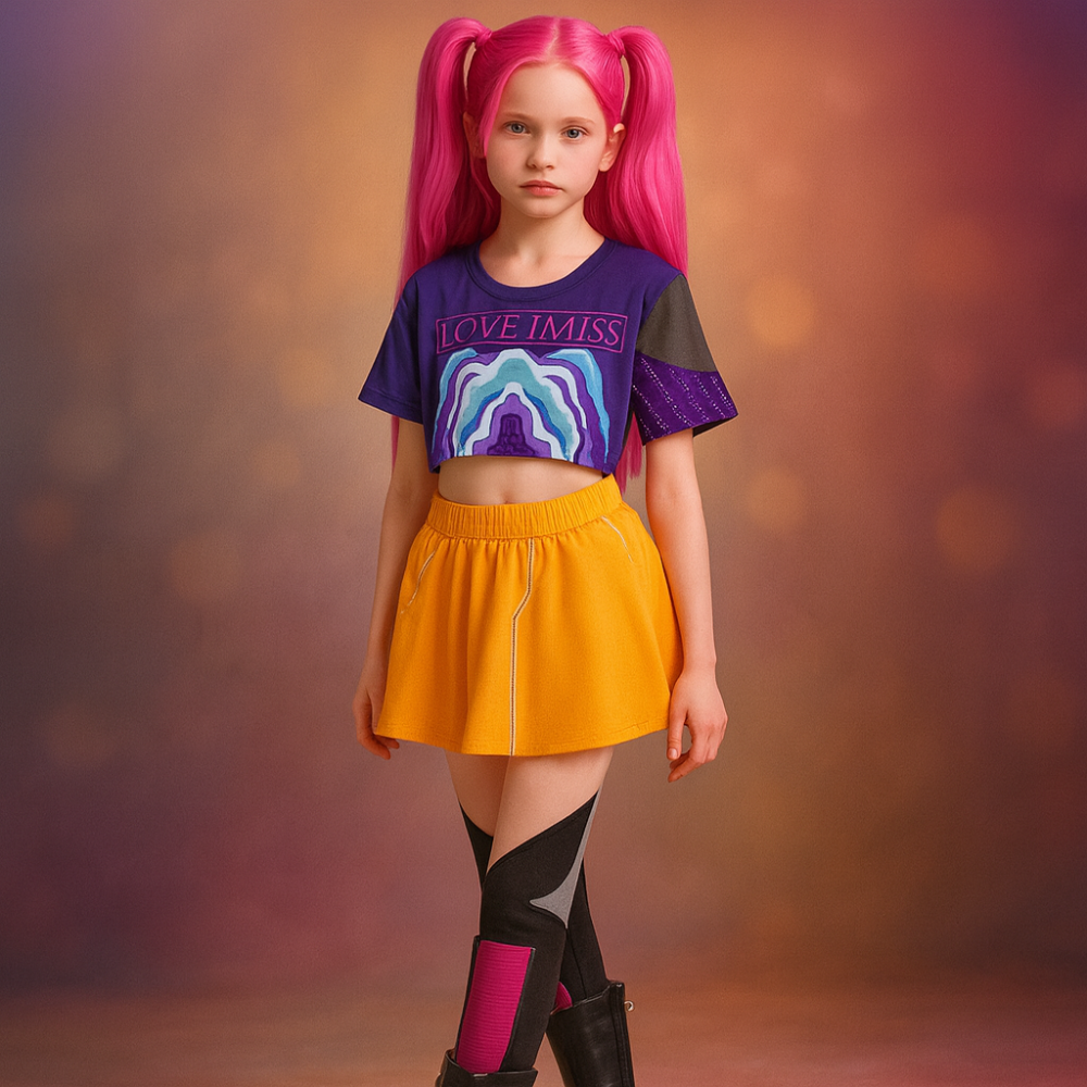 Costume Kpop Halloween pour enfants Veste scintillante Haut Short Tenue de danse